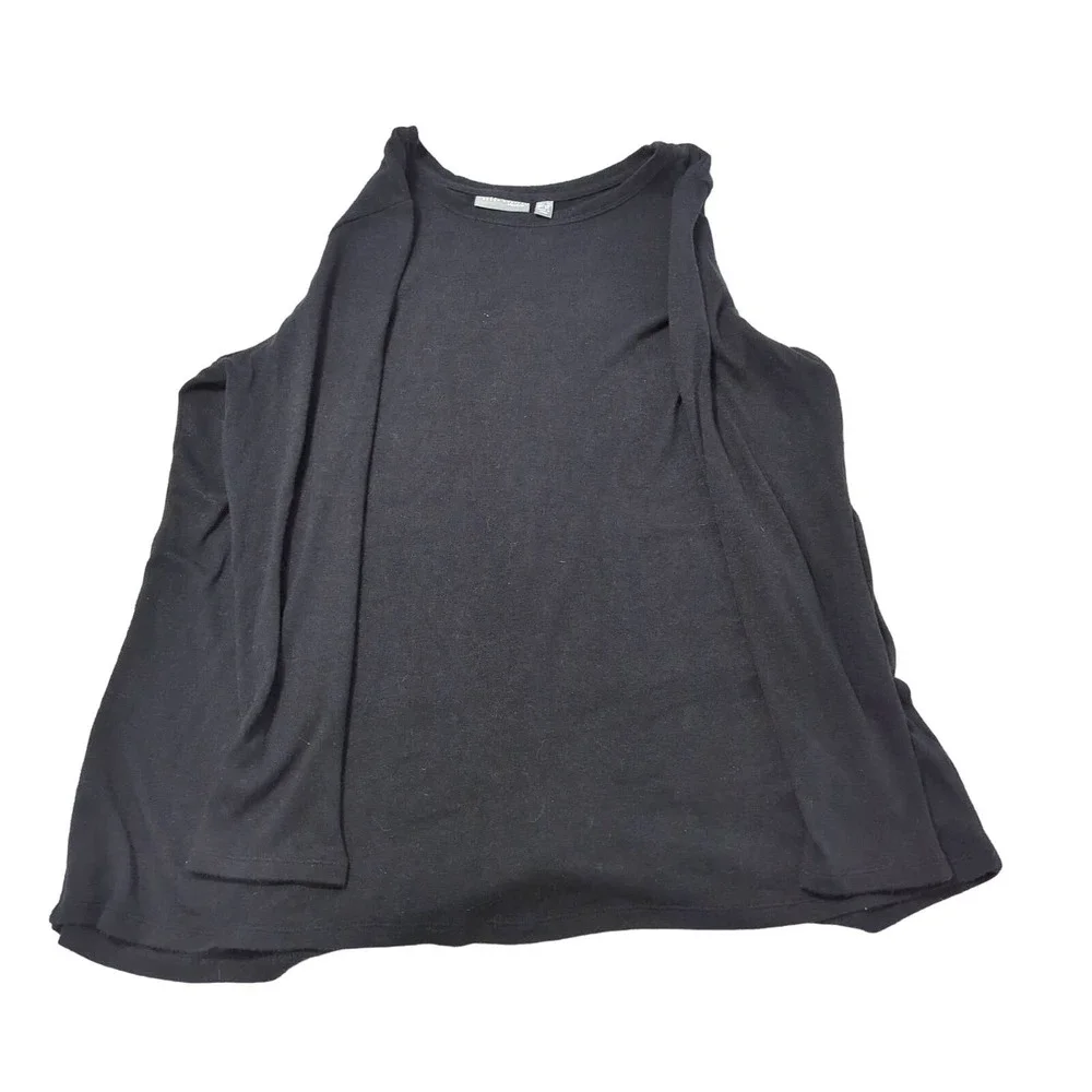 EUC Susan Graver Back Button Up Down Black Long Sleeve Blouse Women 2X - Picture 2 of 4